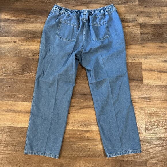 Woman Within Back Elastic Straight Leg Plus Size 20W Blue Denim Jeans Pockets - Picture 2 of 8